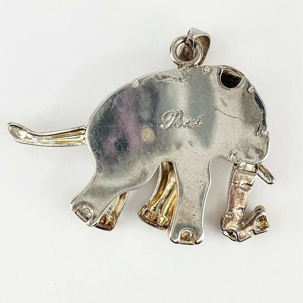 Vintage Silver and Gold Tone Articulated Elephant Pendant Super Cute - Picture 5 of 5